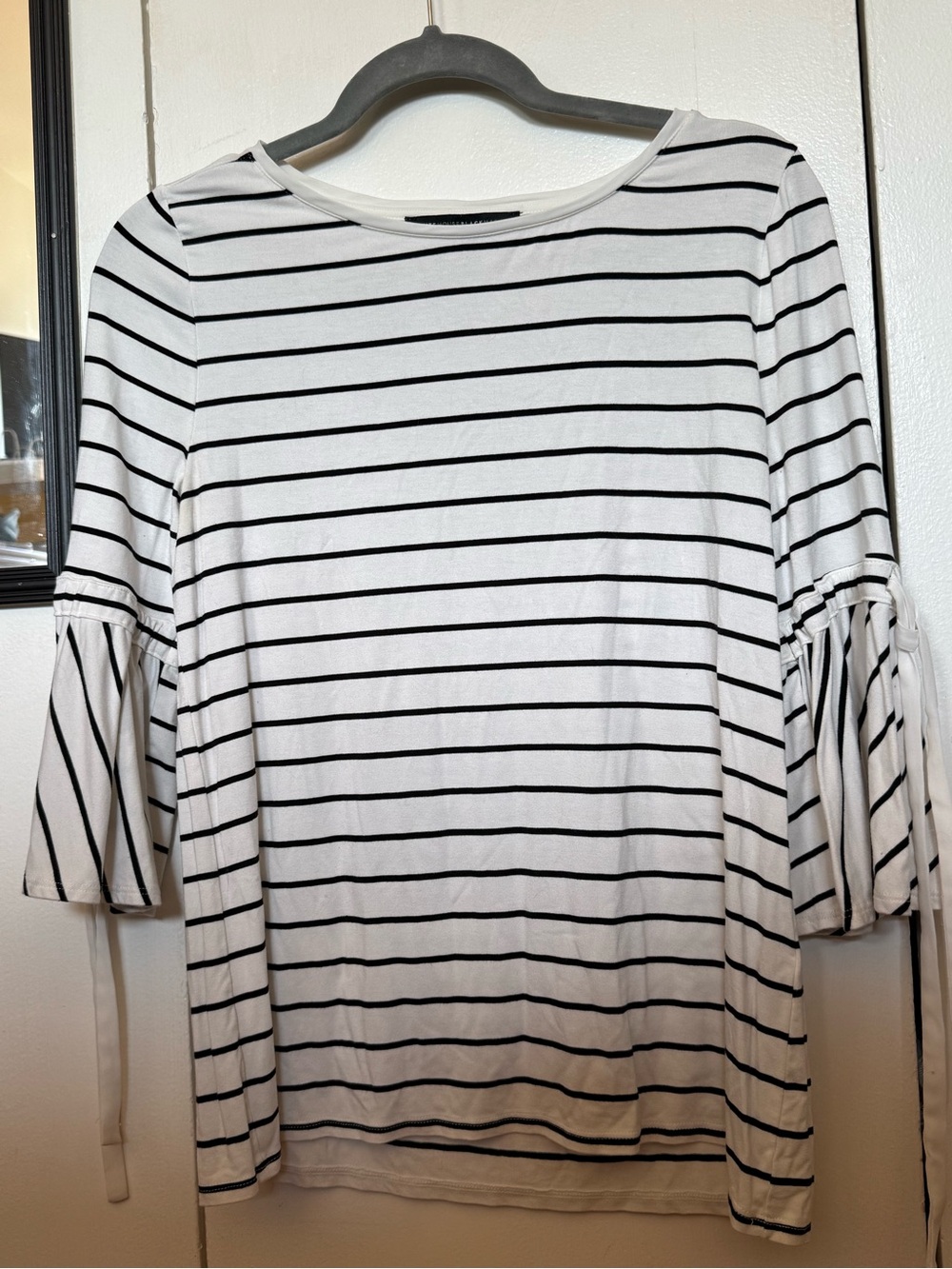 White House Black Market Striped Bell Sleeve Shirt